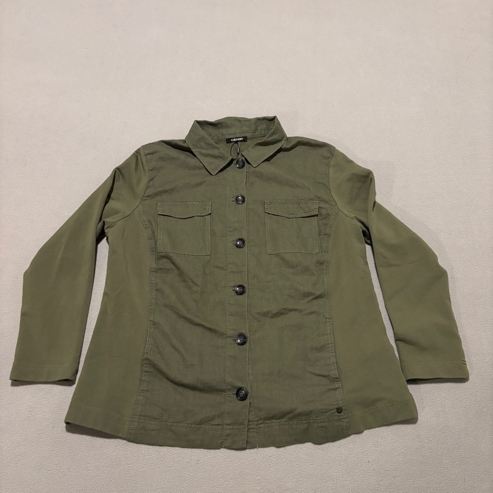 NWT Olsen Shirts Size XL Olive Green Buttons Preppy Academia Casual Long Sleeves